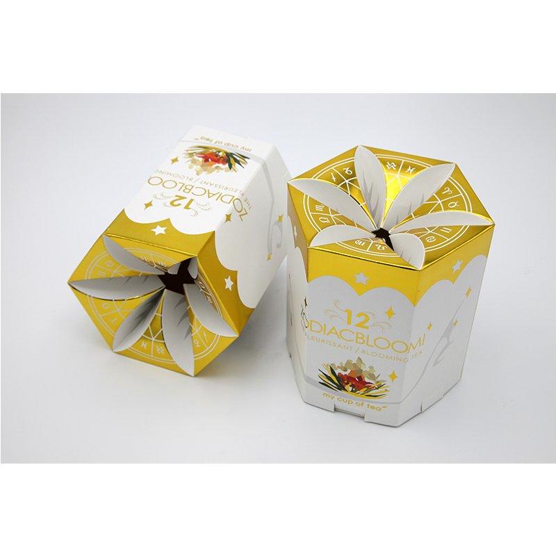 Gold Stamping Tea Paper Packaging Box In Petal Shape